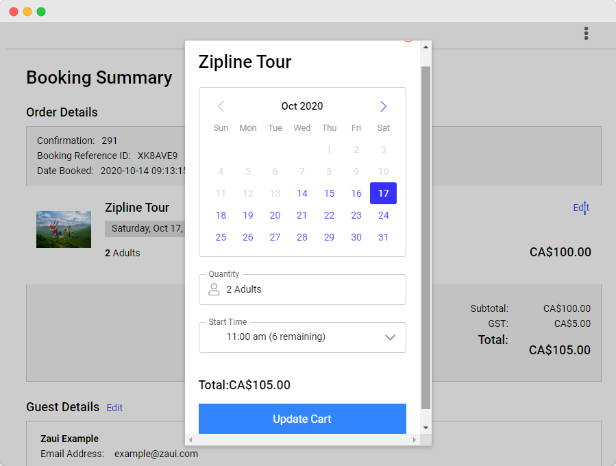 Self edit booking feature in the online booking engine for tour and transport operators