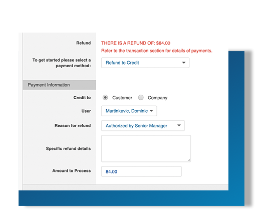 A screenshot of customer credit feature for your tour operator software