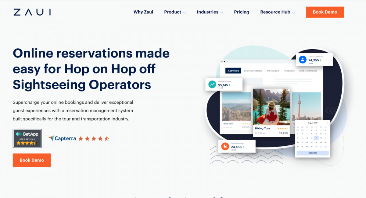 New website of Zaui, the booking management system for tours and transport operators