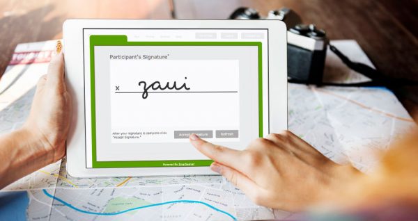 a screenshot of digital waivers in Zaui's reservations system for winter tour operators