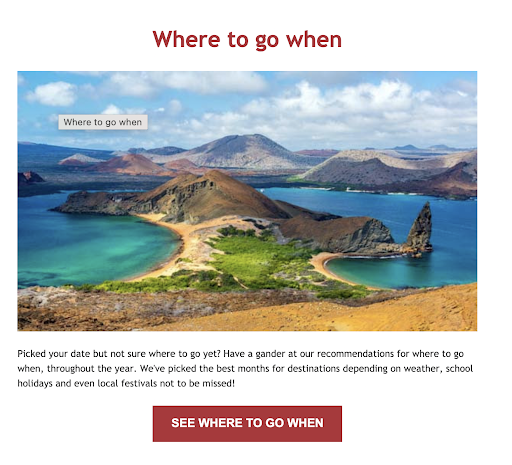 Sample informational email marketing for tour and transport operators