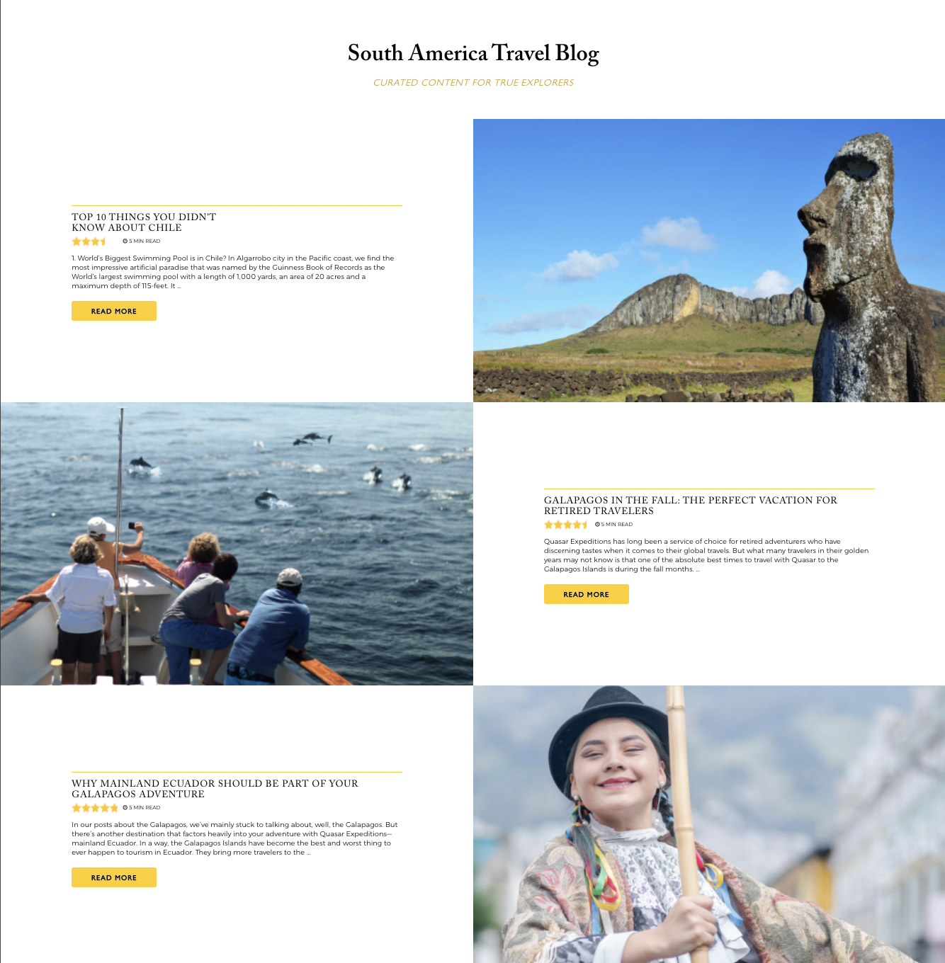 An example of how tour operators using blogs as part of content marketing