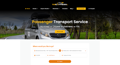 Tourexpress.ca Homepage Booking Widget