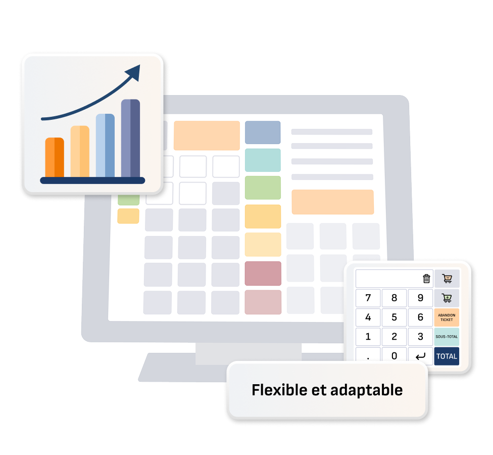 Caisse tactile flexible et adaptable