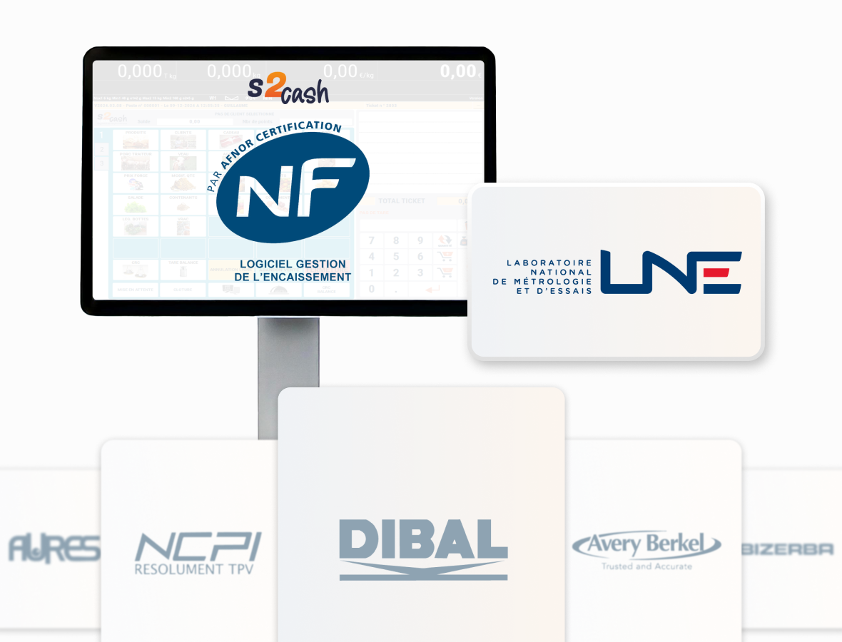 Écran de balance avec certification NF et LNE et différents partenaires