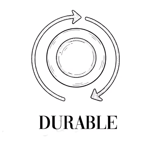 Icône de durabilité représentée par deux flèches circulaires entourant un cercle, avec le mot "Durable" en dessous.