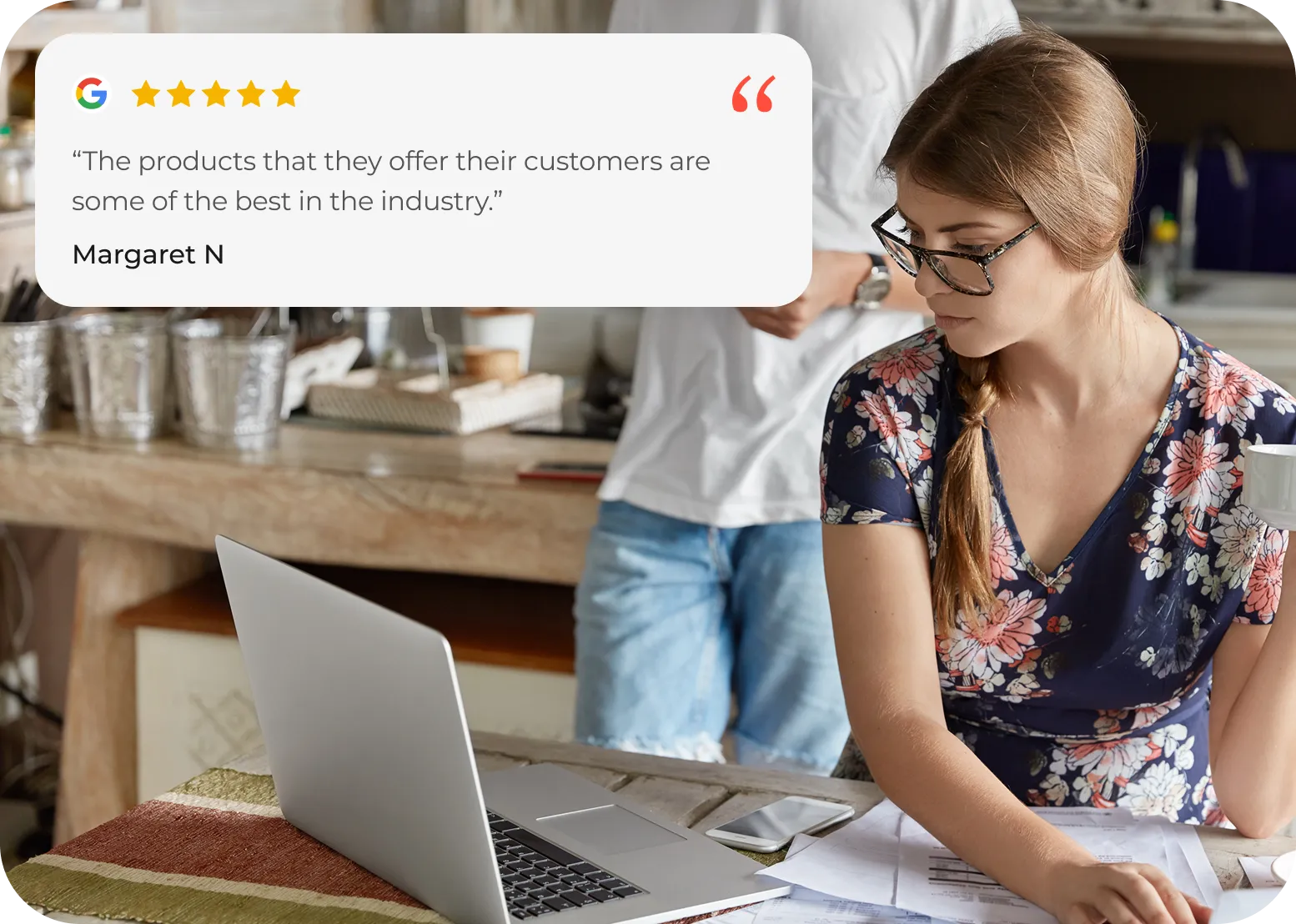 Google Review in the Office Background