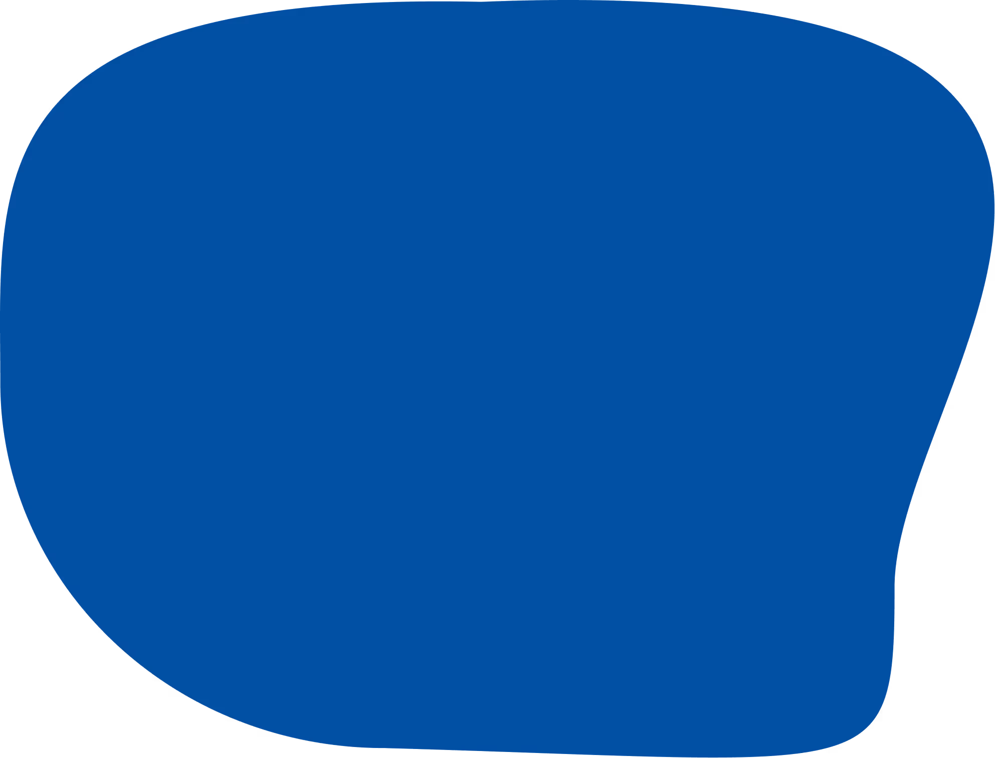 Abstract irregular blue shape with rounded edges on a transparent background.