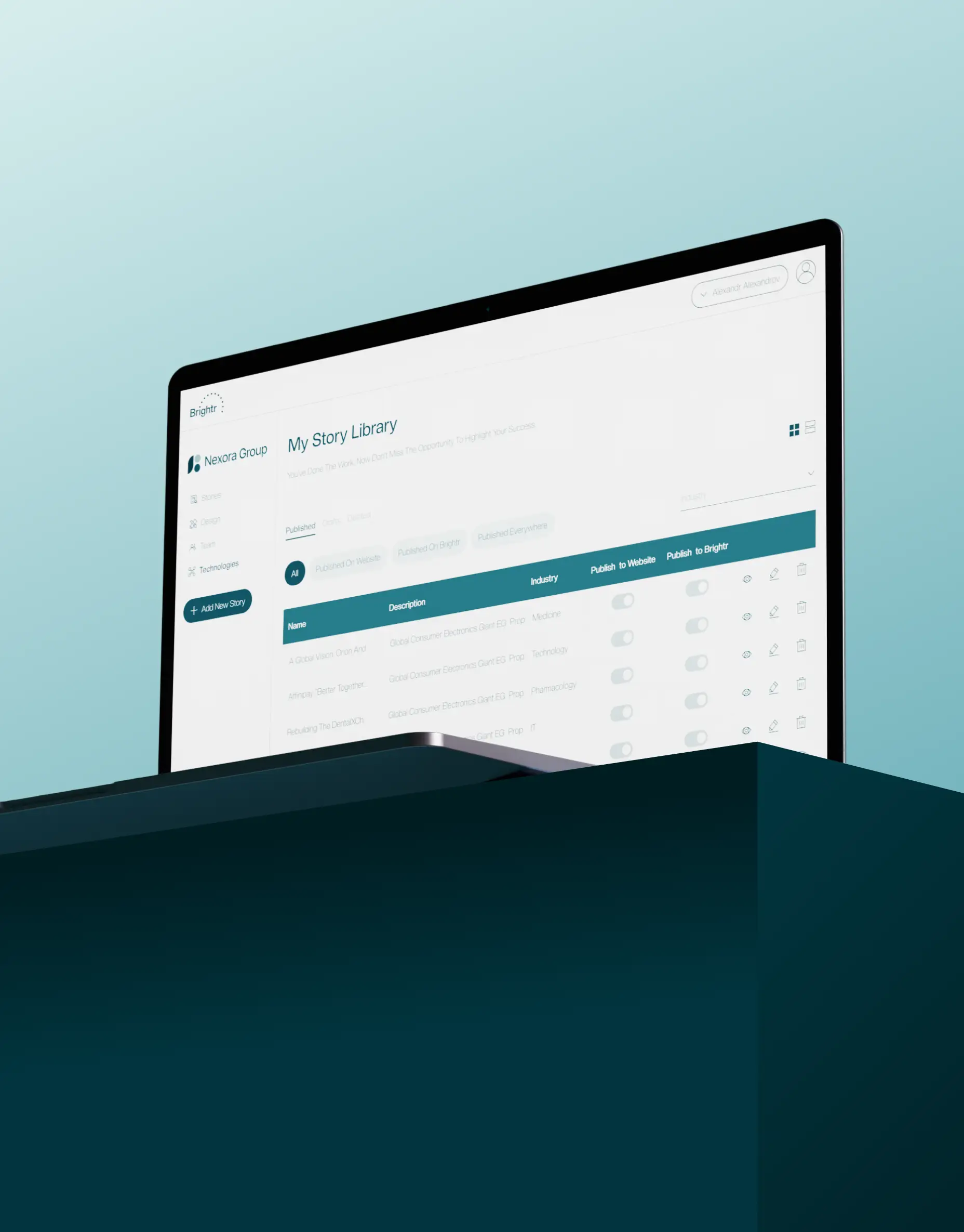 Brightr marketing site — mobile view of a published story