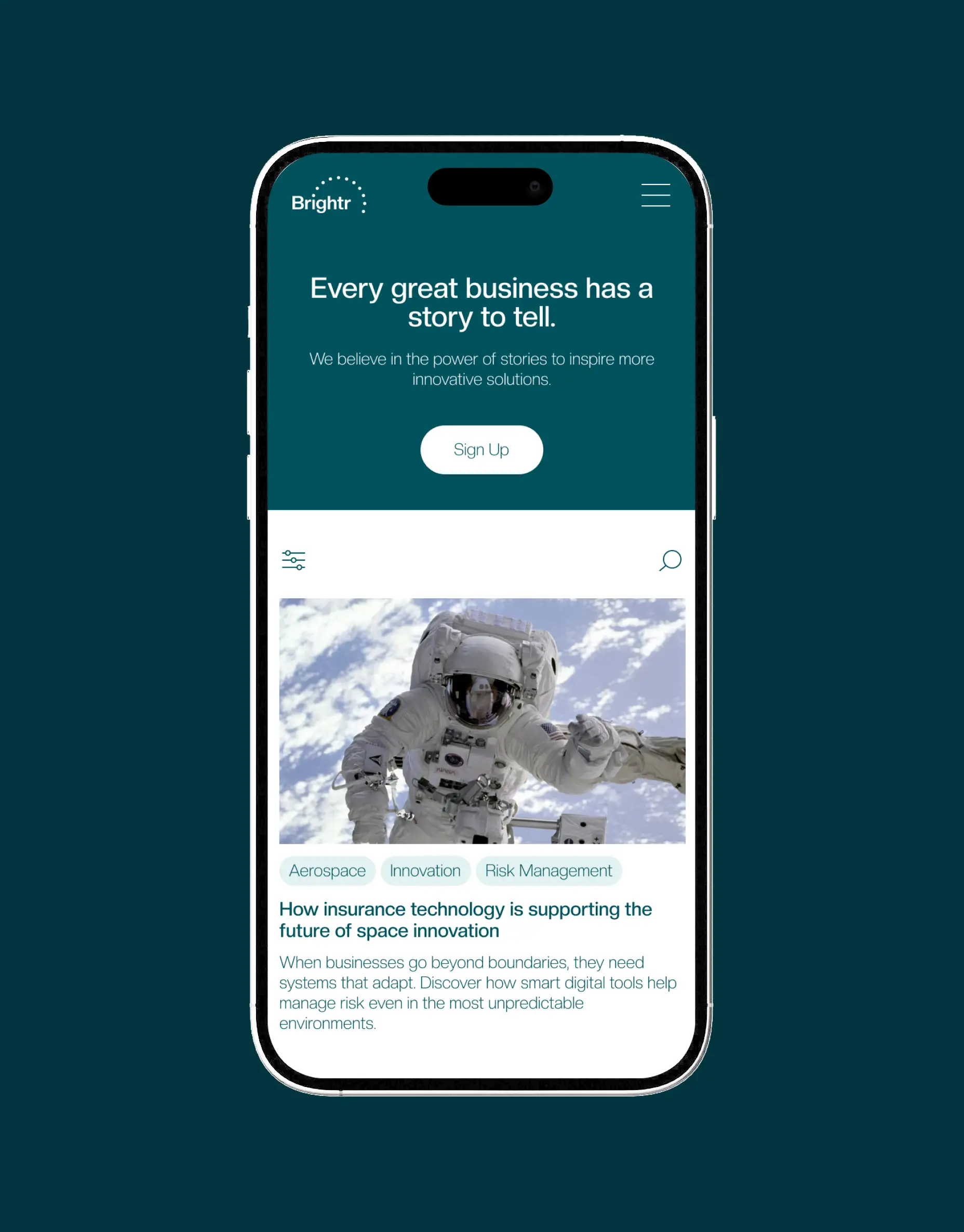 Brightr story library — table dashboard of published cases