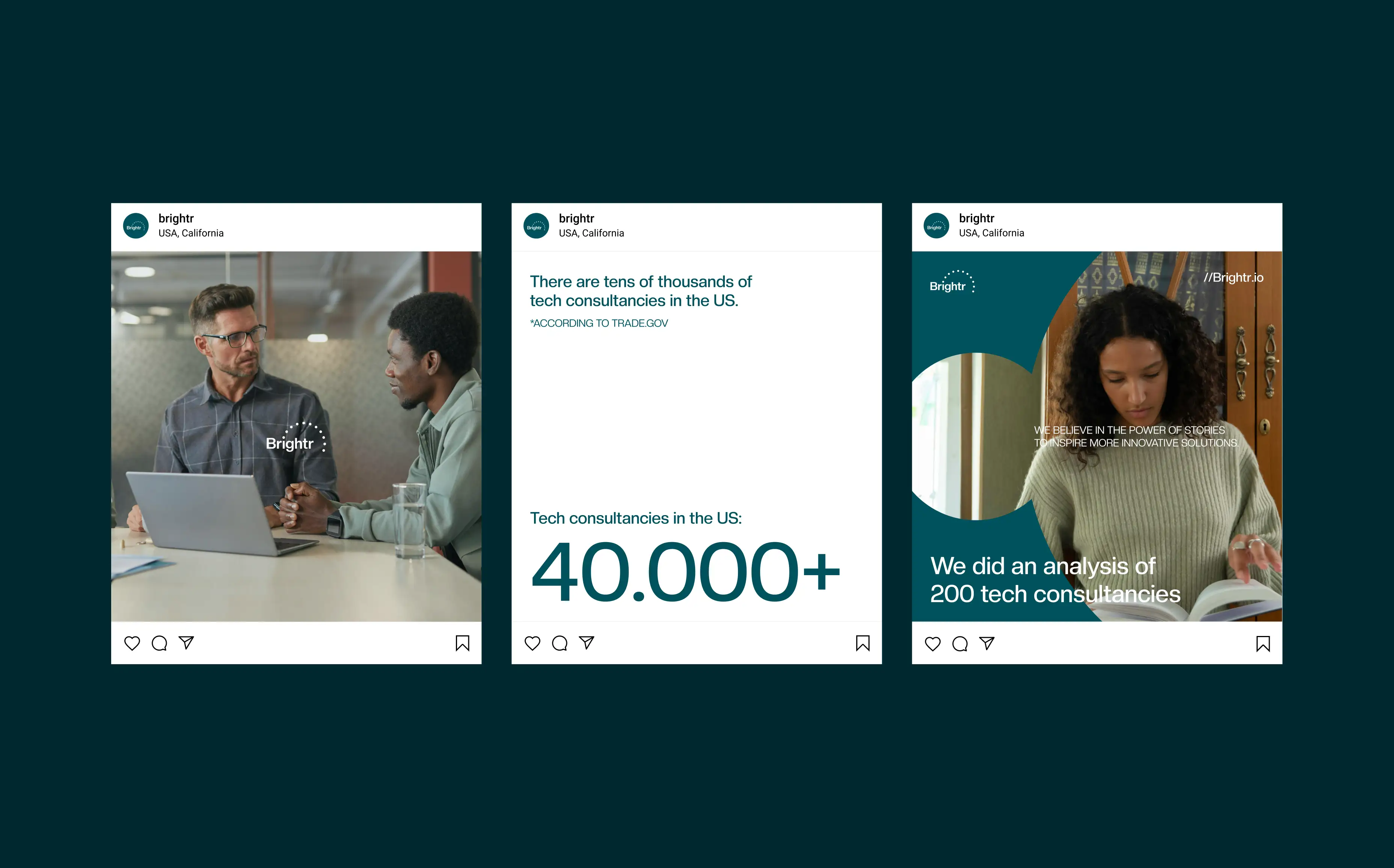 Brightr B2B social posts — campaign for tech consultancies