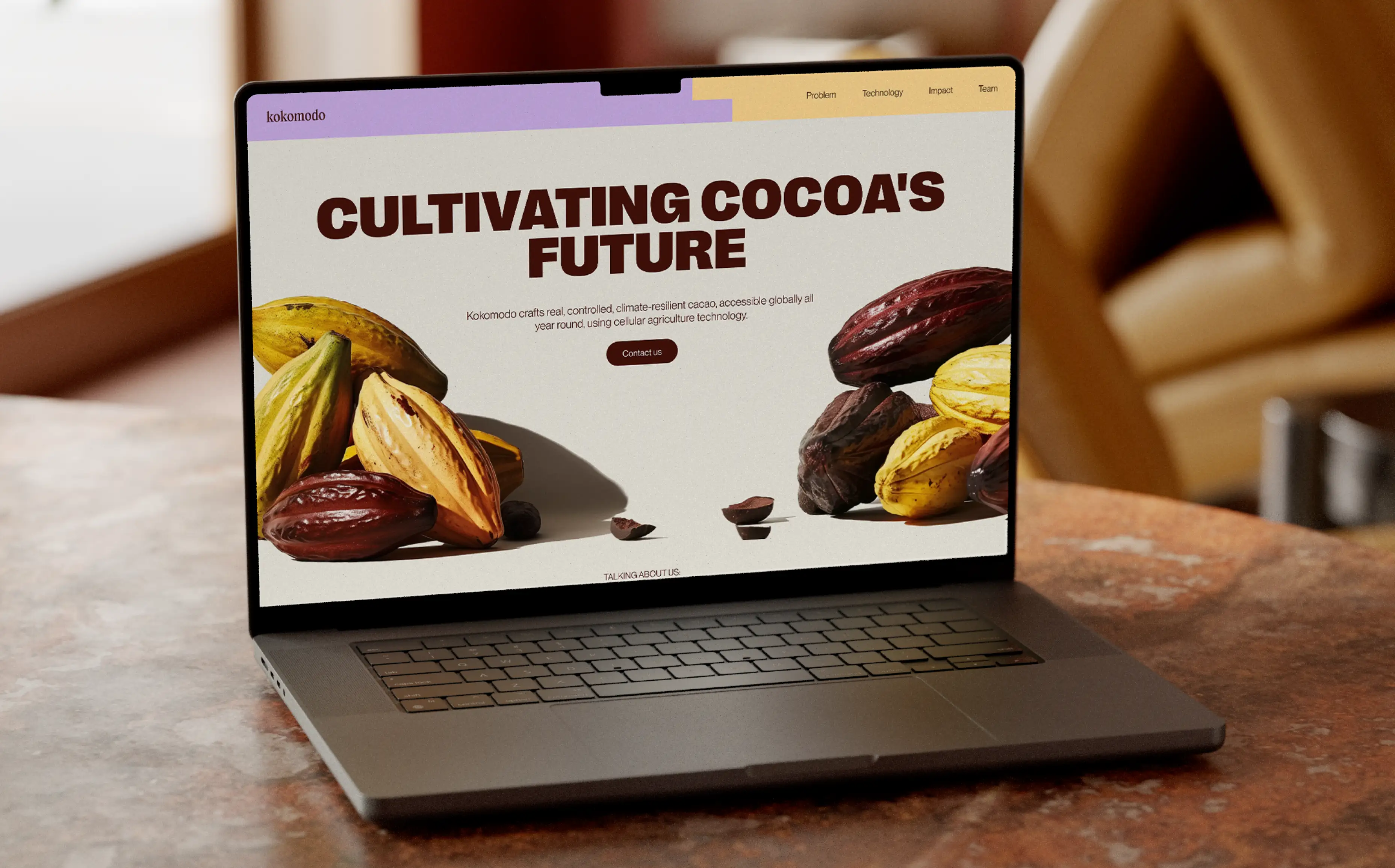 FoodTech website design — Kokomodo cultivated-cocoa startup