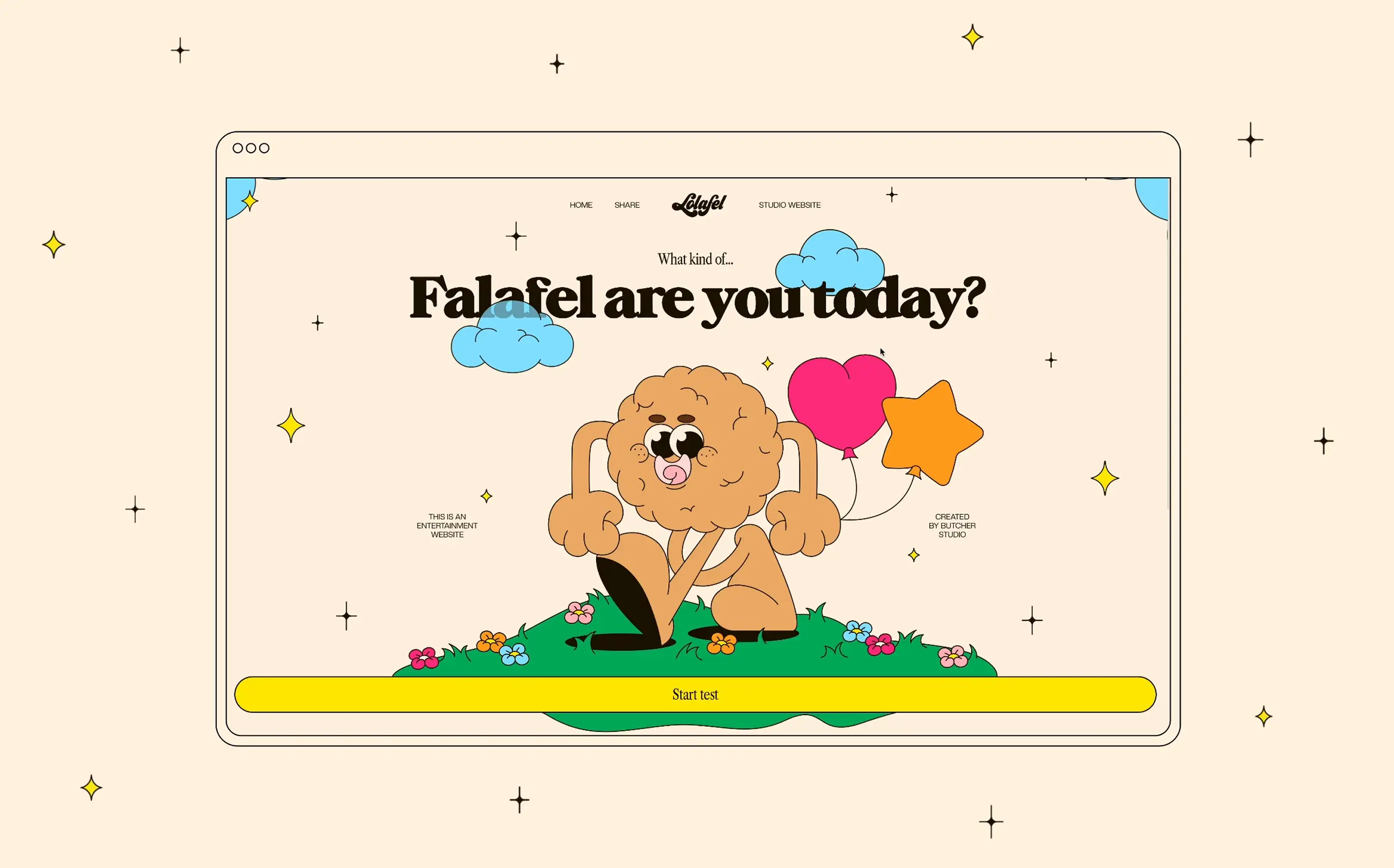 Hero screen of the Lolafel website