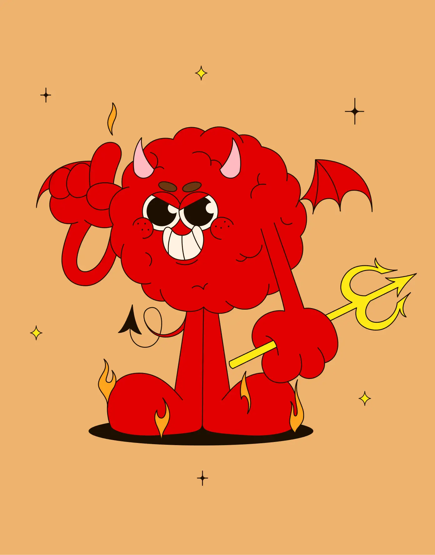 Lolafel persona — red “Demon” falafel illustration