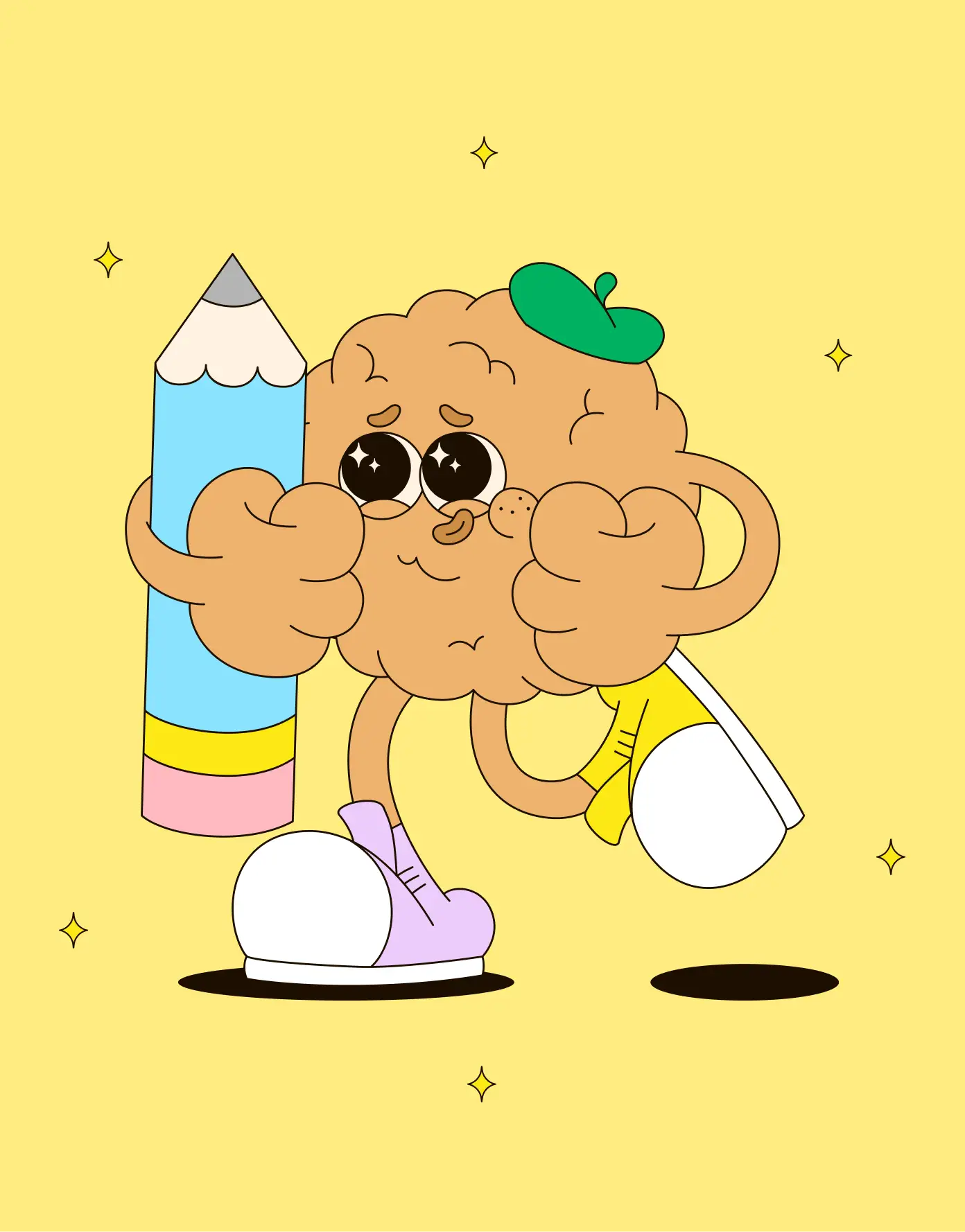 Lolafel persona — “Falafel artist” character holding pencil