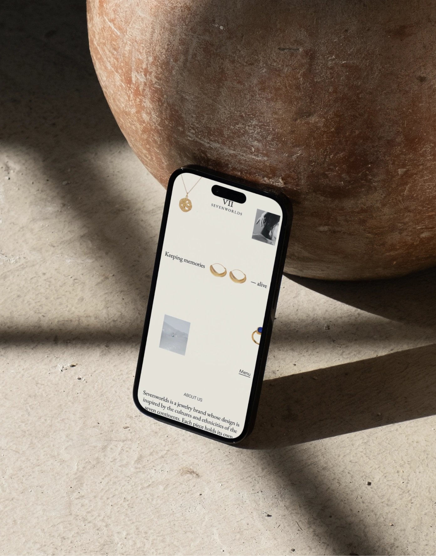 Sevenworlds mobile jewelry e-commerce — product grid UI