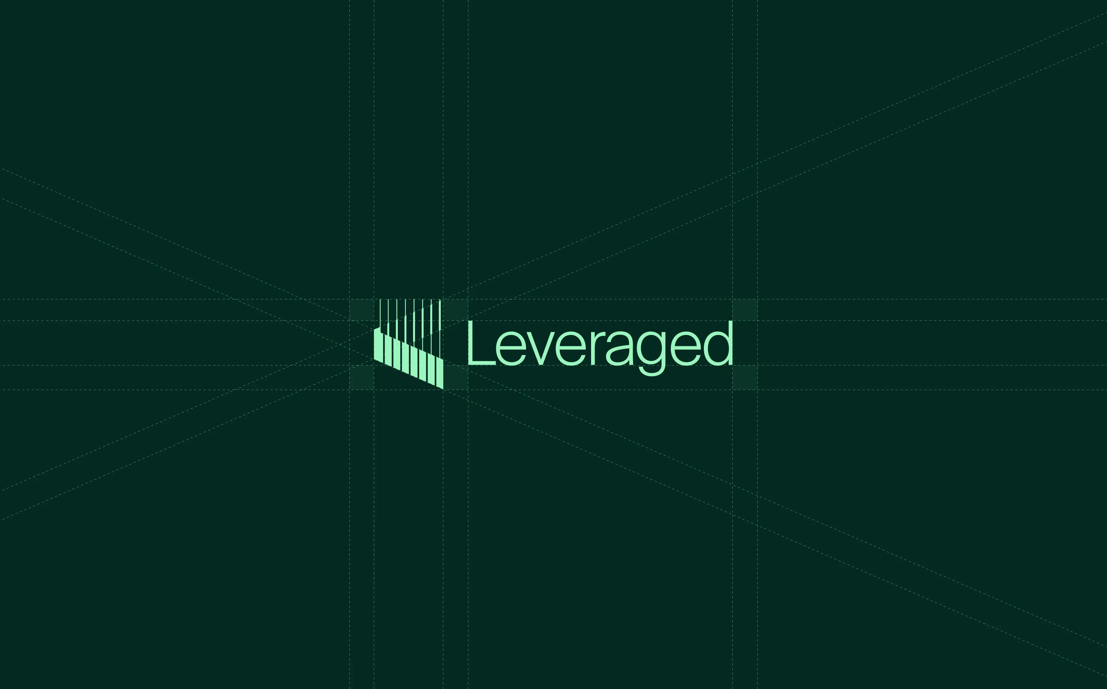 Leveraged fintech brand logo on dark grid
