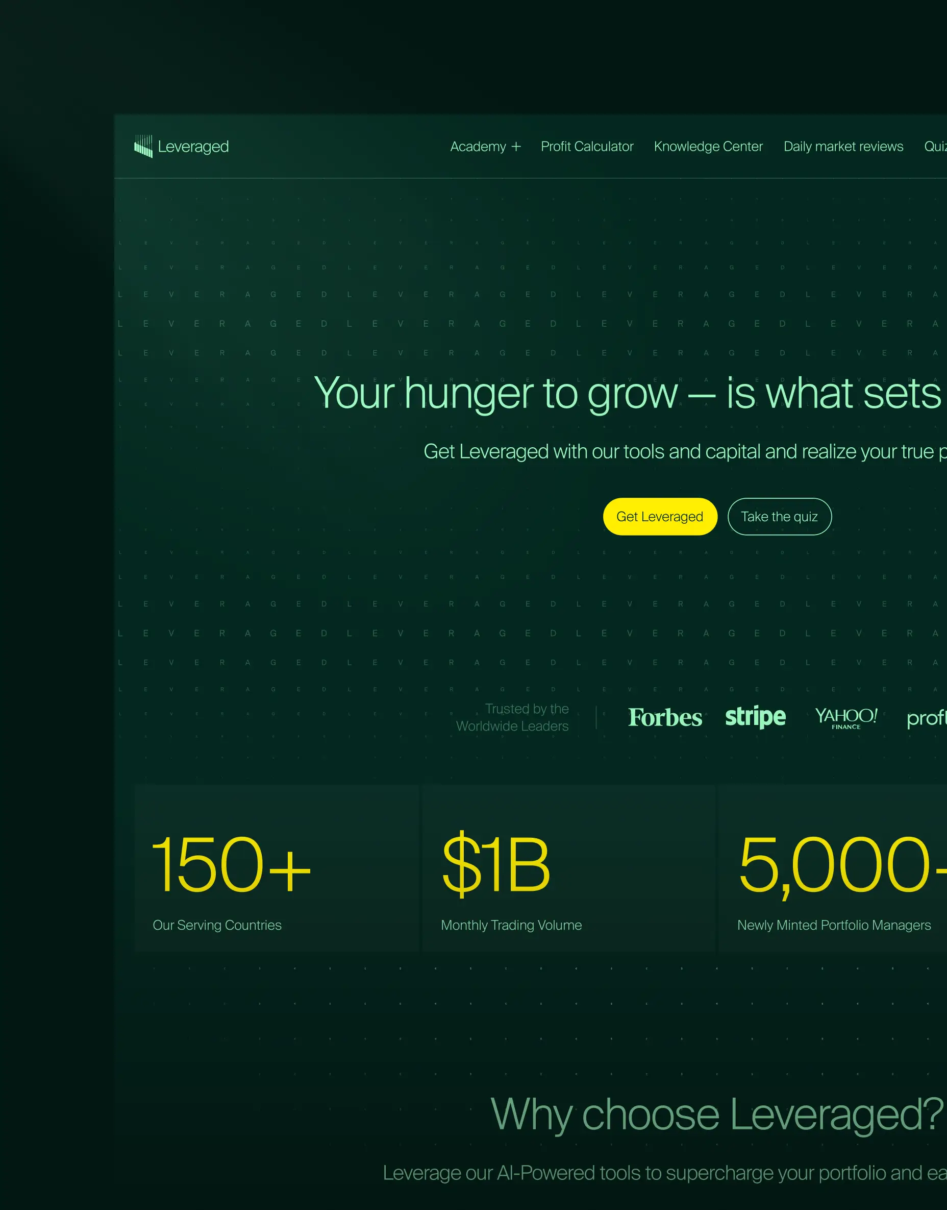 Fintech SaaS website hero section design