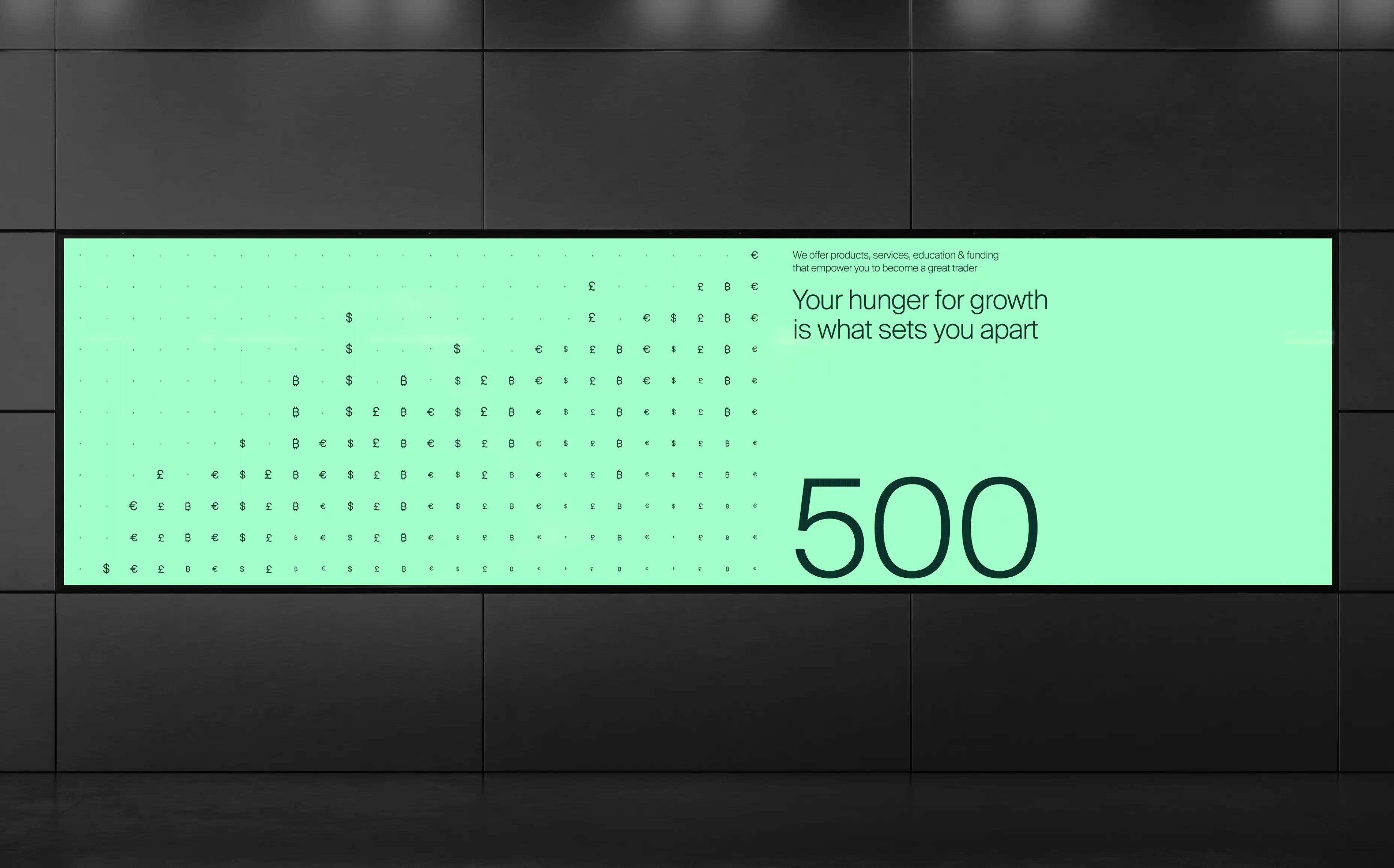 Fintech brand banner with data typography