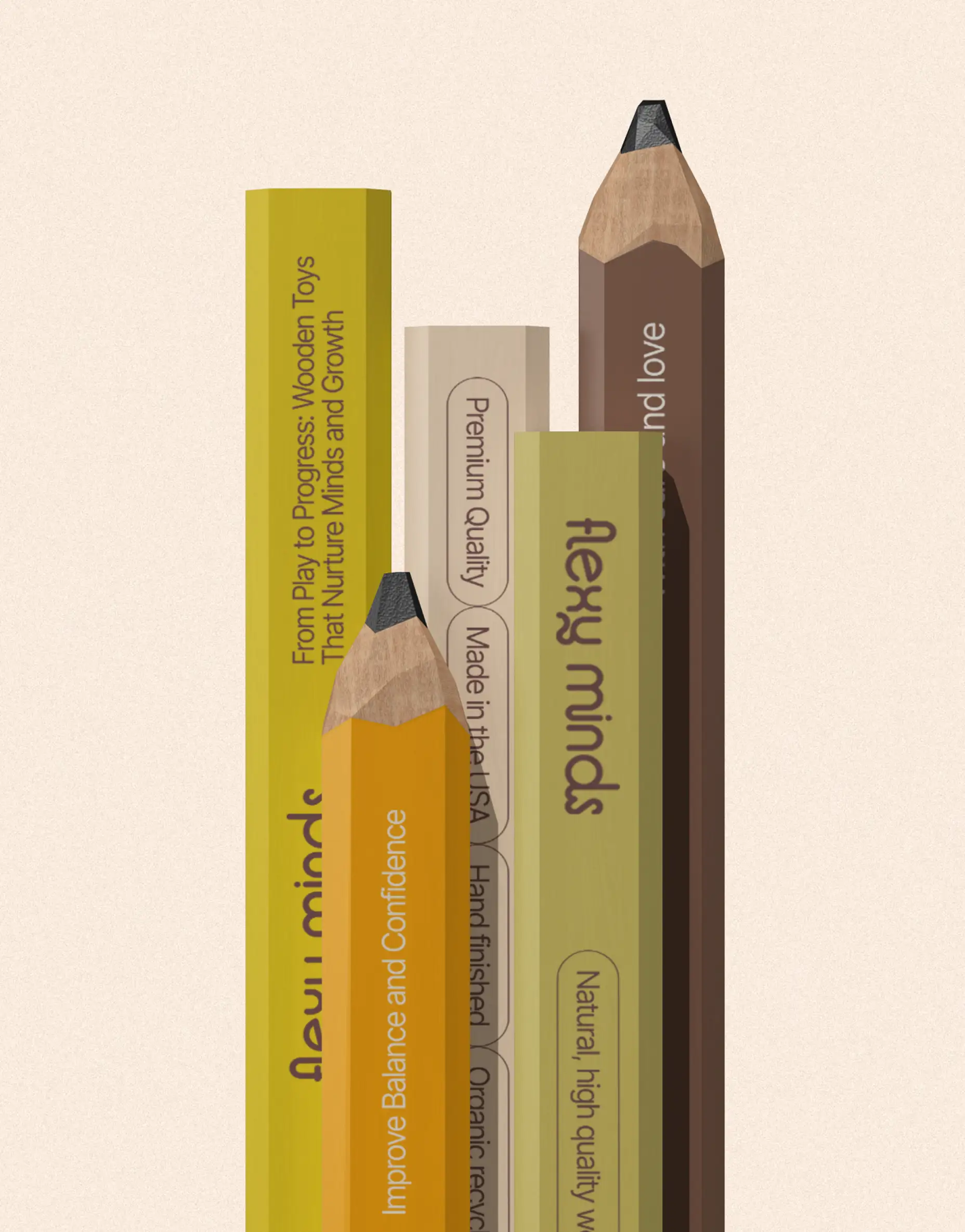 Wooden pencils with Flexy Minds branding