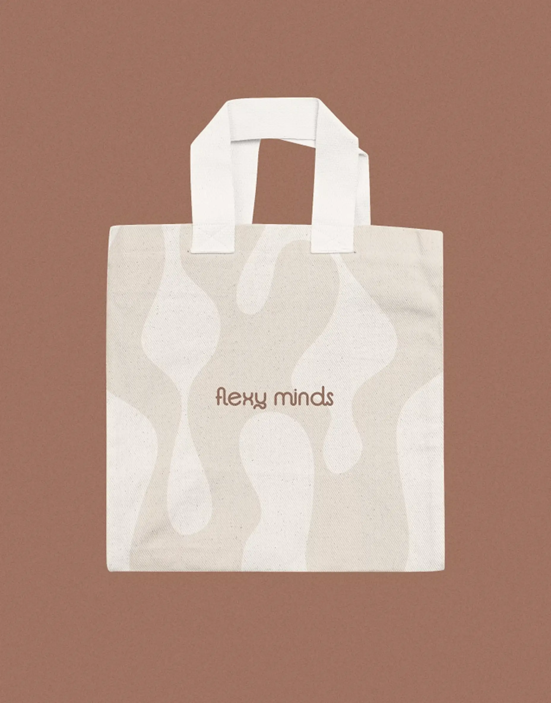 Reusable fabric tote bag with Flexy Minds logo