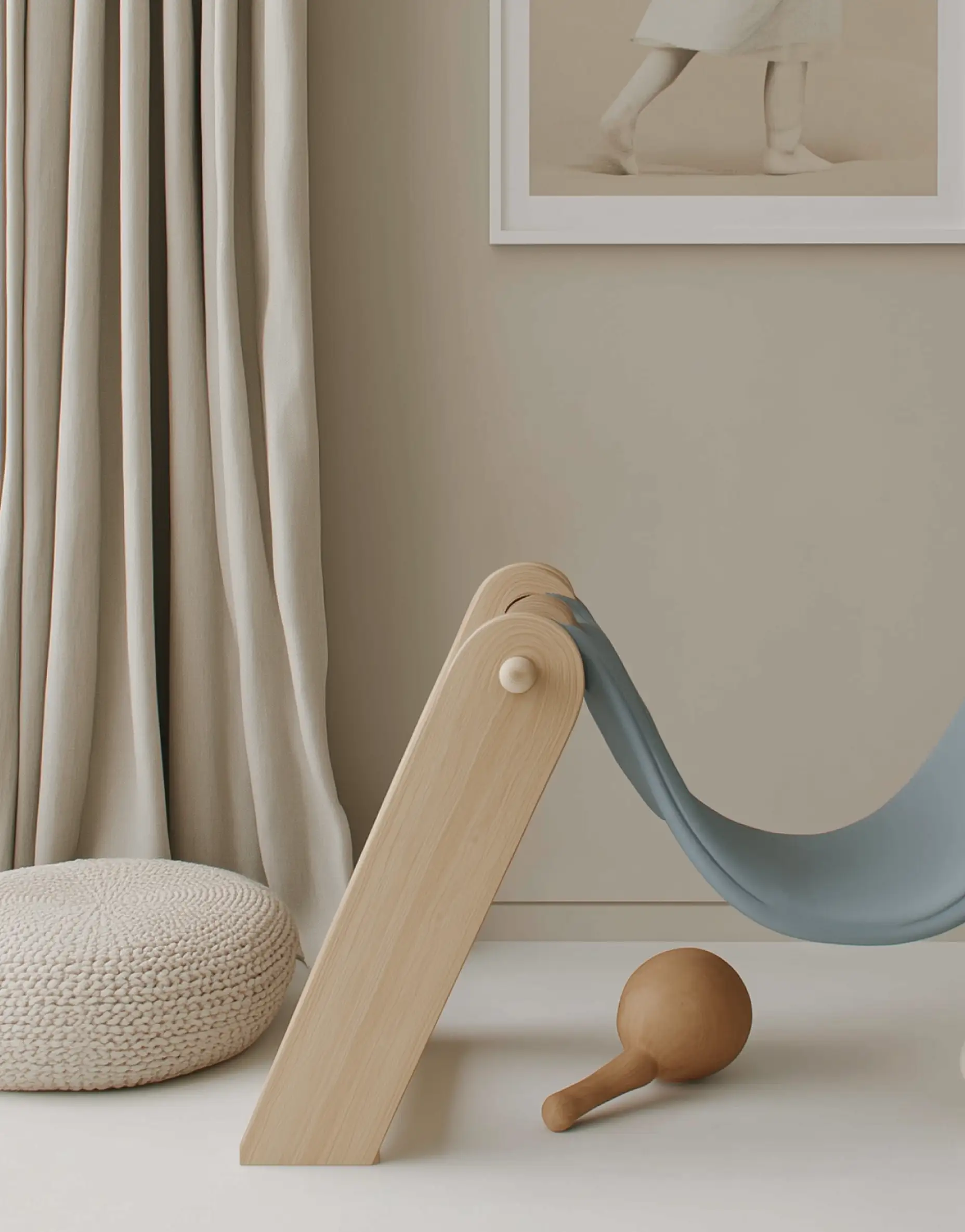 Minimal wooden play structure for children