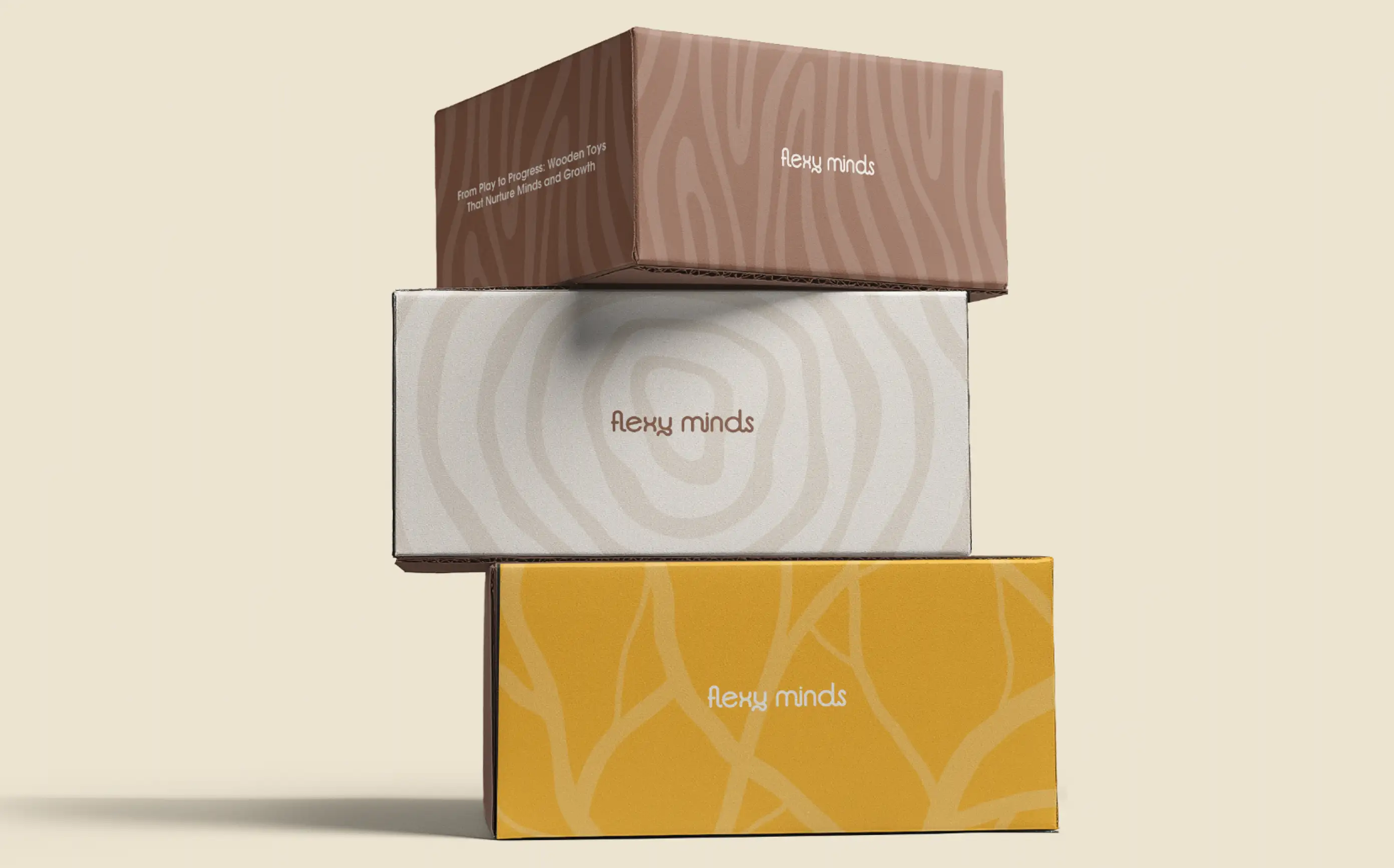 Flexy Minds wooden toys packaging boxes