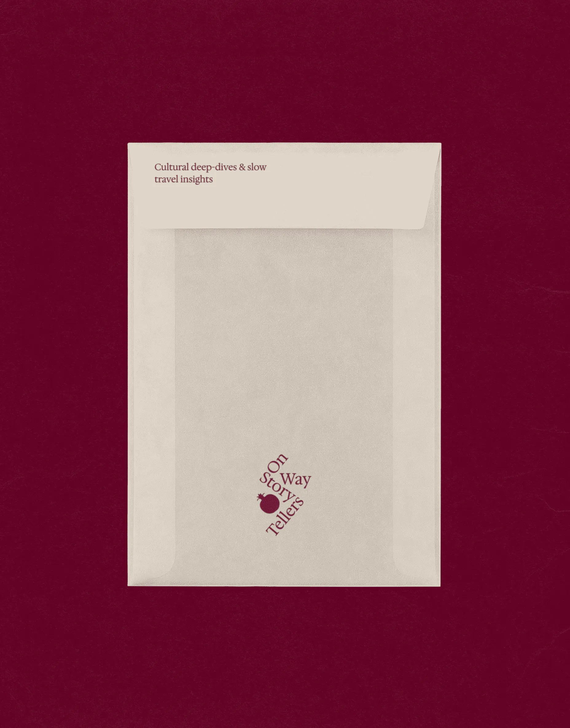 Stationery folder with the On Way Storytellers logo and tagline.