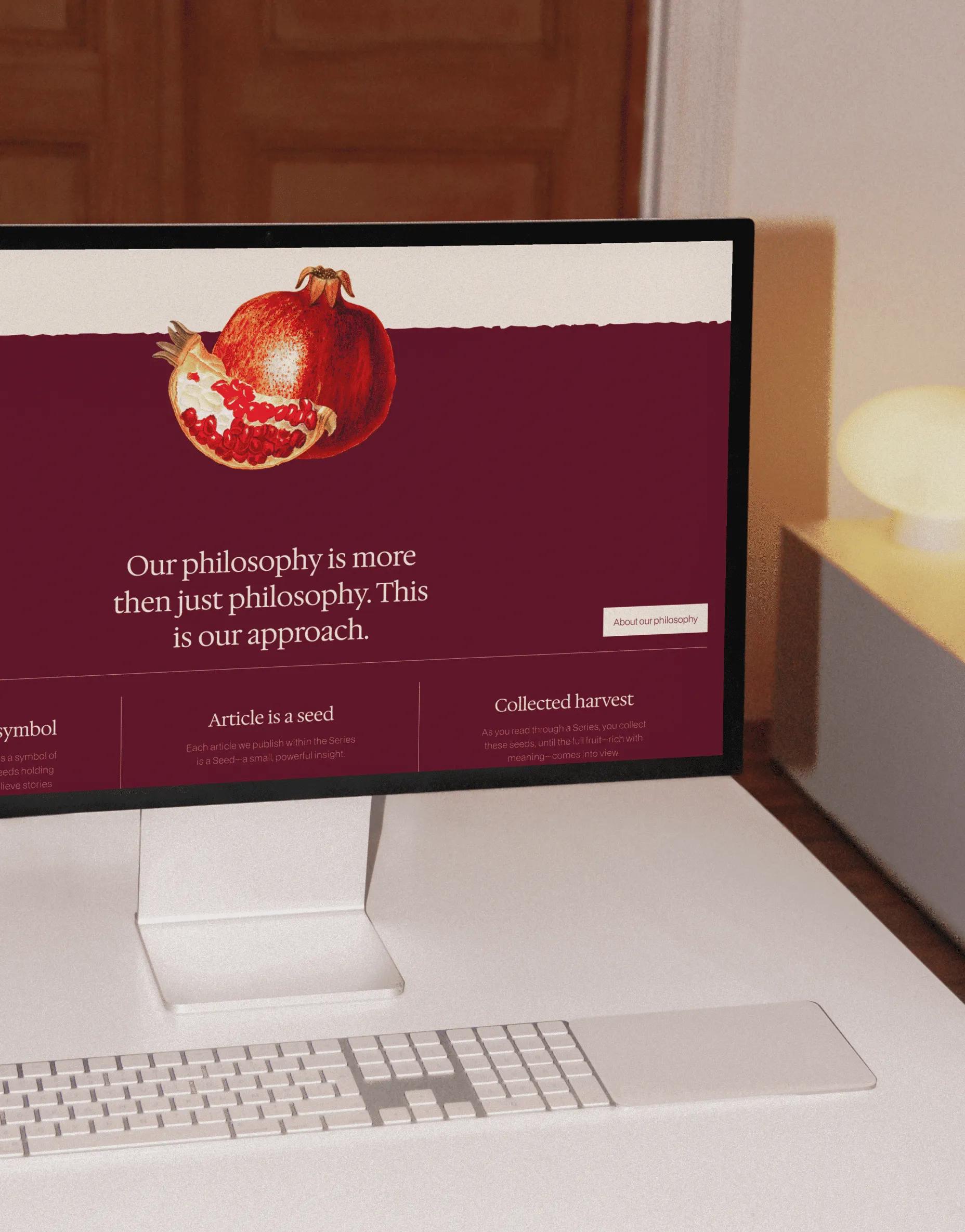 Desktop screen showing the On Way Storytellers website philosophy section.