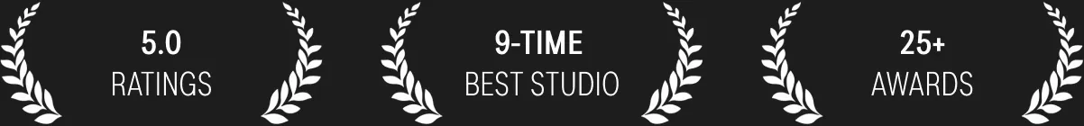 5.0 ratings, 9-time best studio, 25+ awards