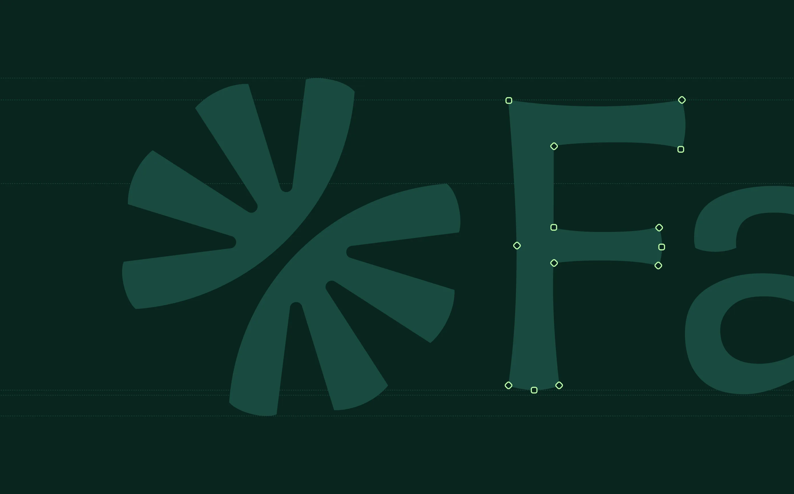 Faïda symbol and wordmark construction on dark green