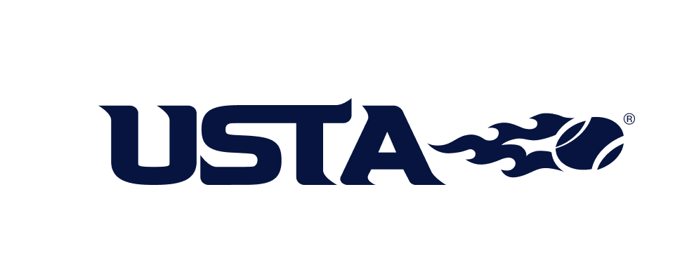 USTA logo with stylized tennis ball trailing flames.