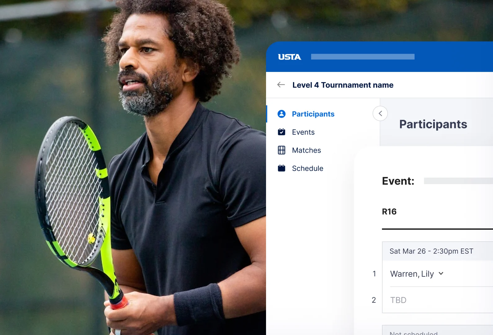 Man holding a tennis racket preparing to play