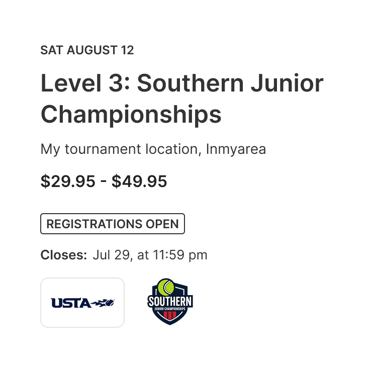 Tournament page example