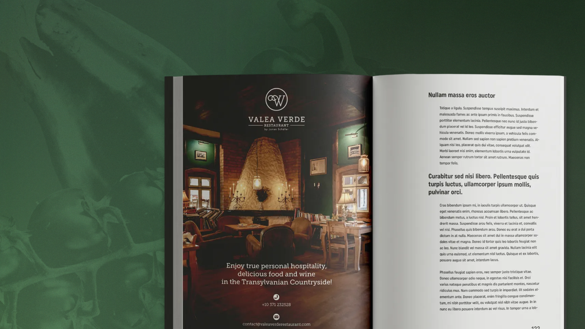 Valea Verde Restaurant by Jonas Schafer - Book layout design