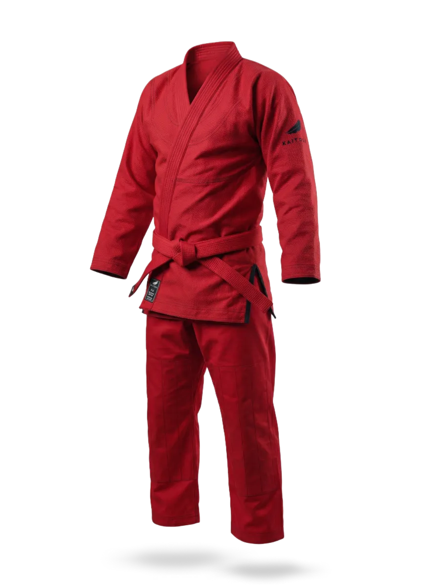 Ги для грэпплинга KAITOGI KPB3-350 красно-черное, 3D визуализация на прозрачном фоне