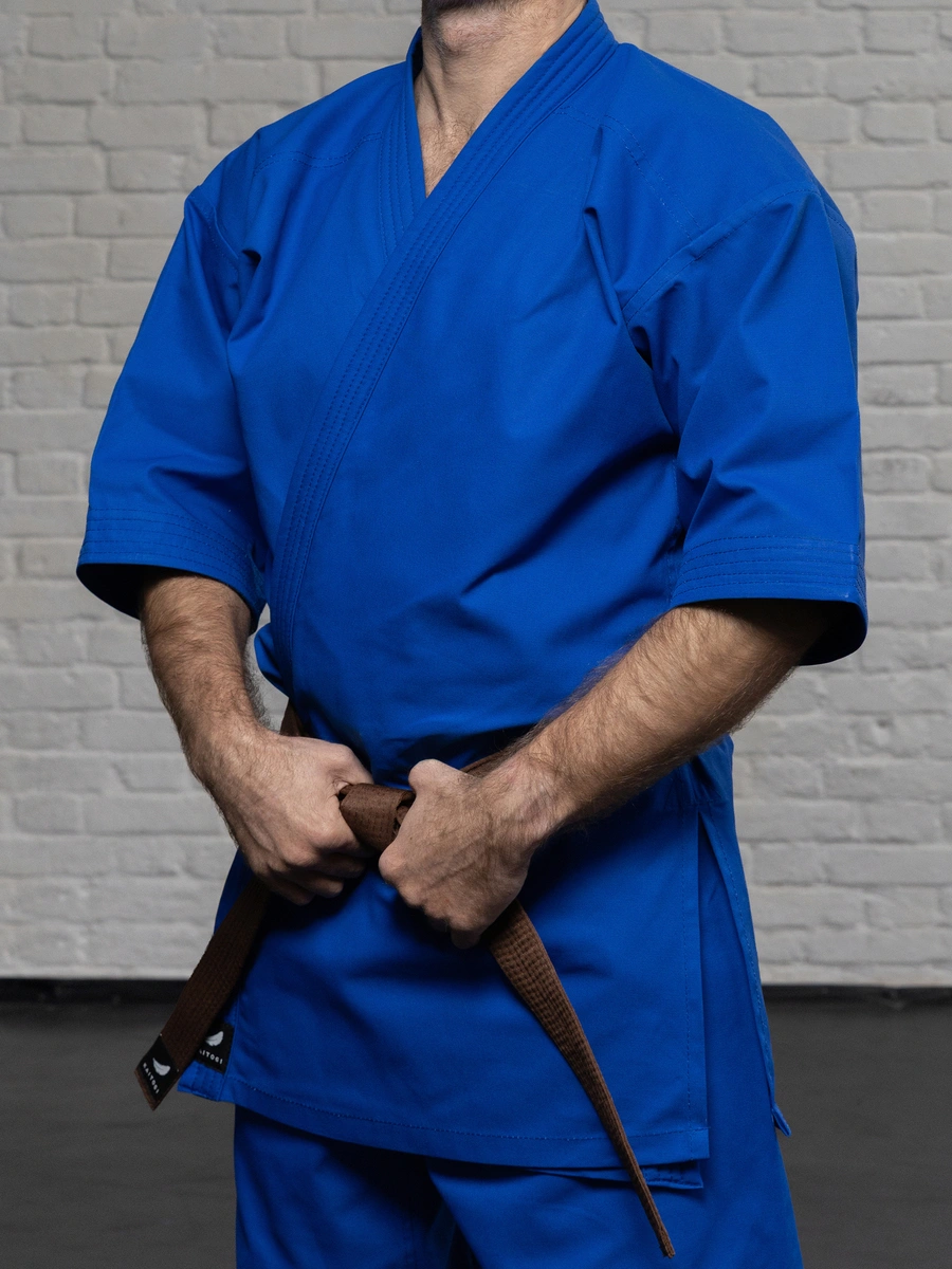 Синяя форма KAITOGI K2: рукав открывает запястье, усиленная прострочка края, полуоборот