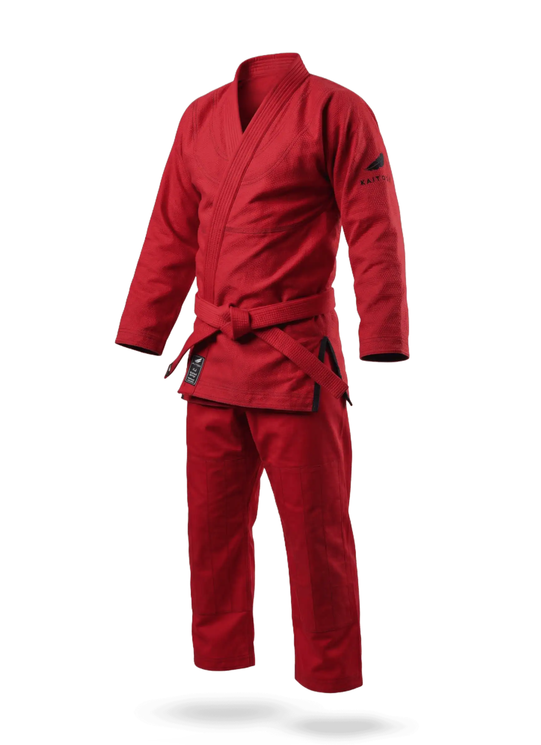 Красное ги для грэпплинга KAITOGI с черным дизайном, 3D-визуализация кимоно на прозрачном фоне