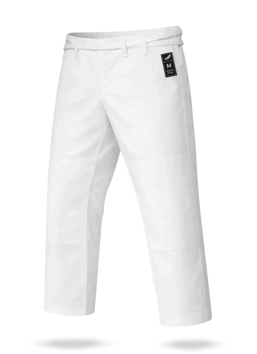 Белые борцовские штаны KAITOGI с надежной фиксацией на завязках для тренировок на татами