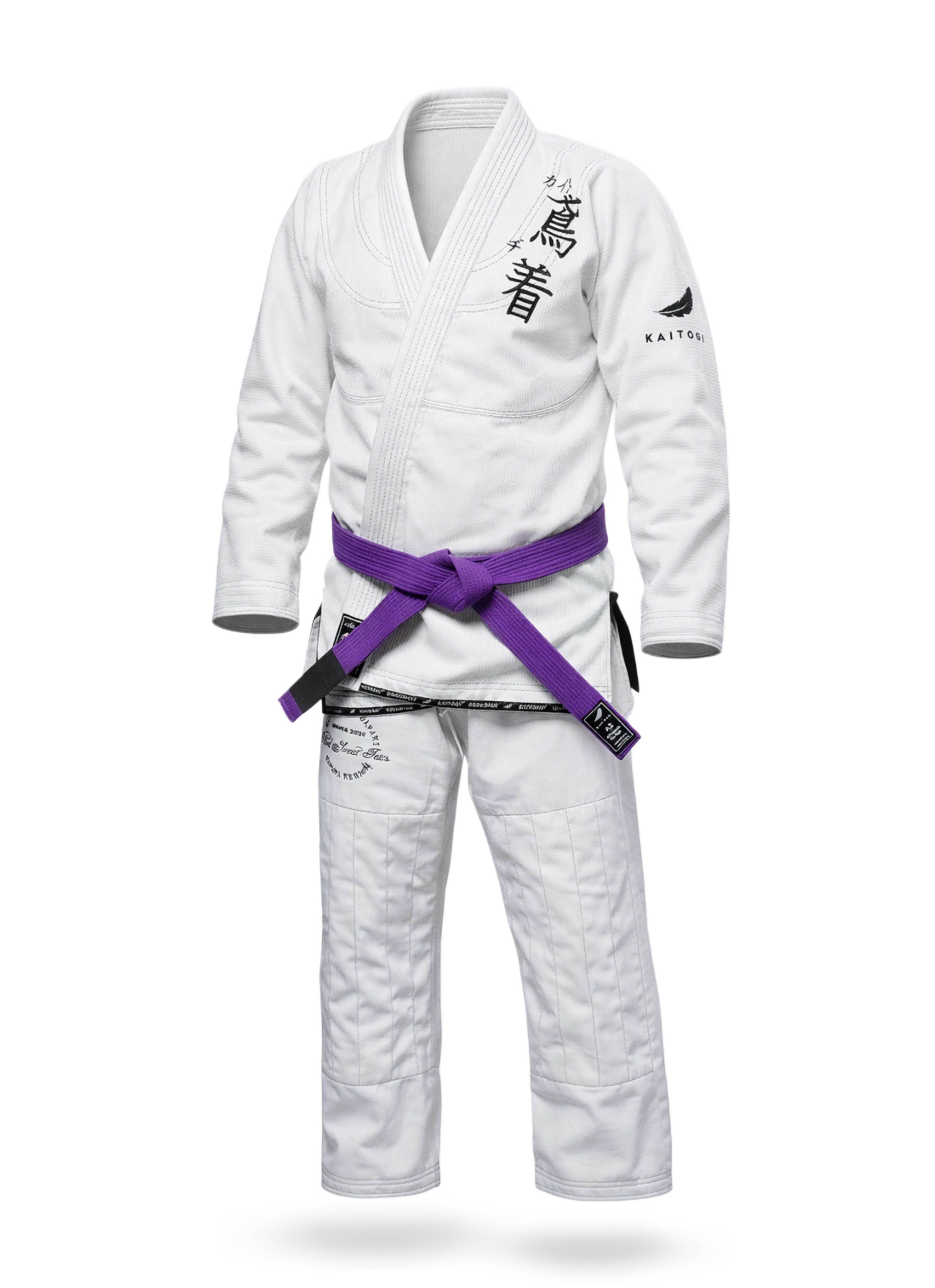 Белое кимоно для БЖЖ KAITOGI с контрастной черной вышивкой