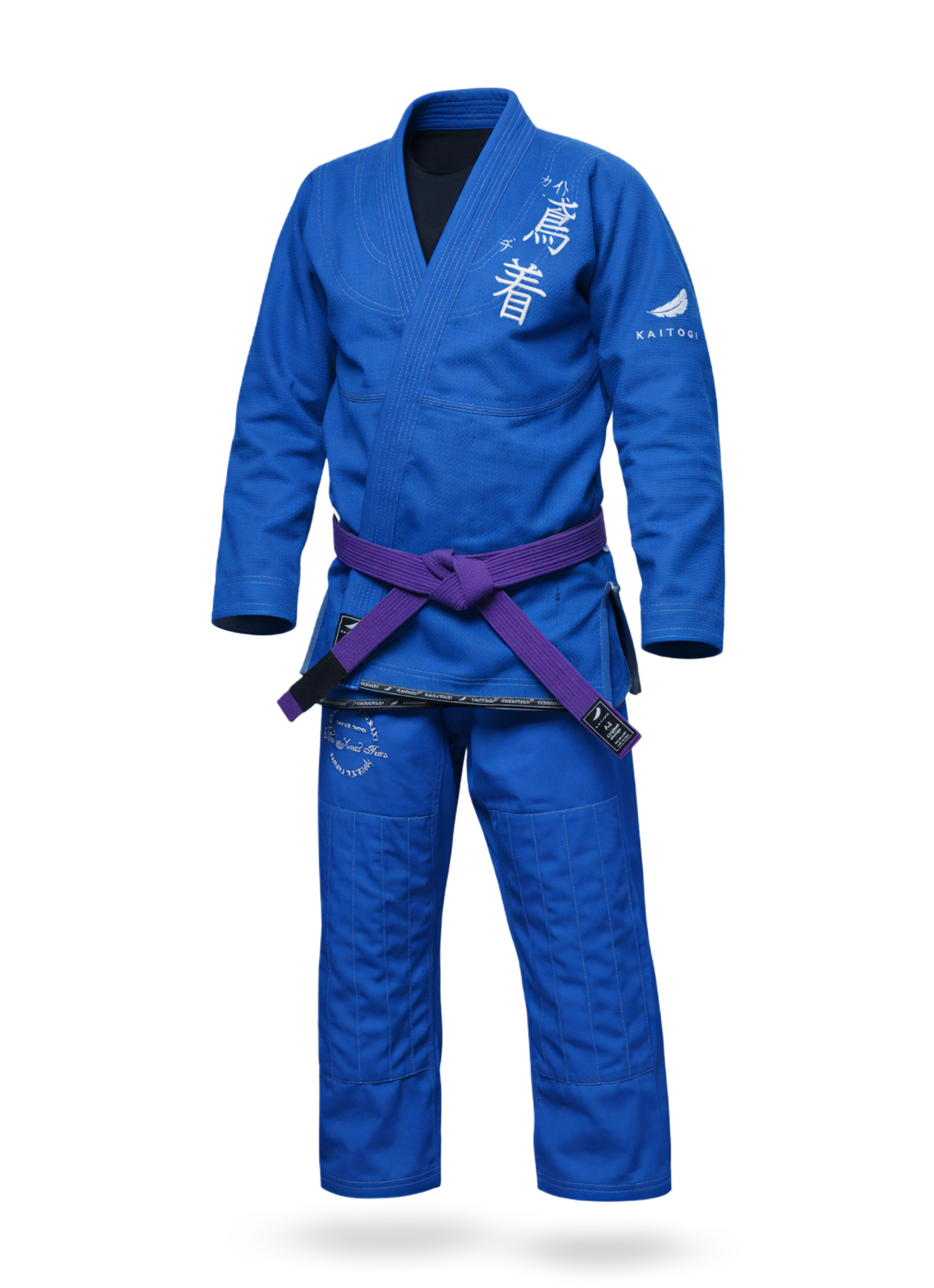 Синее кимоно для БЖЖ KAITOGI с контрастной белой вышивкой