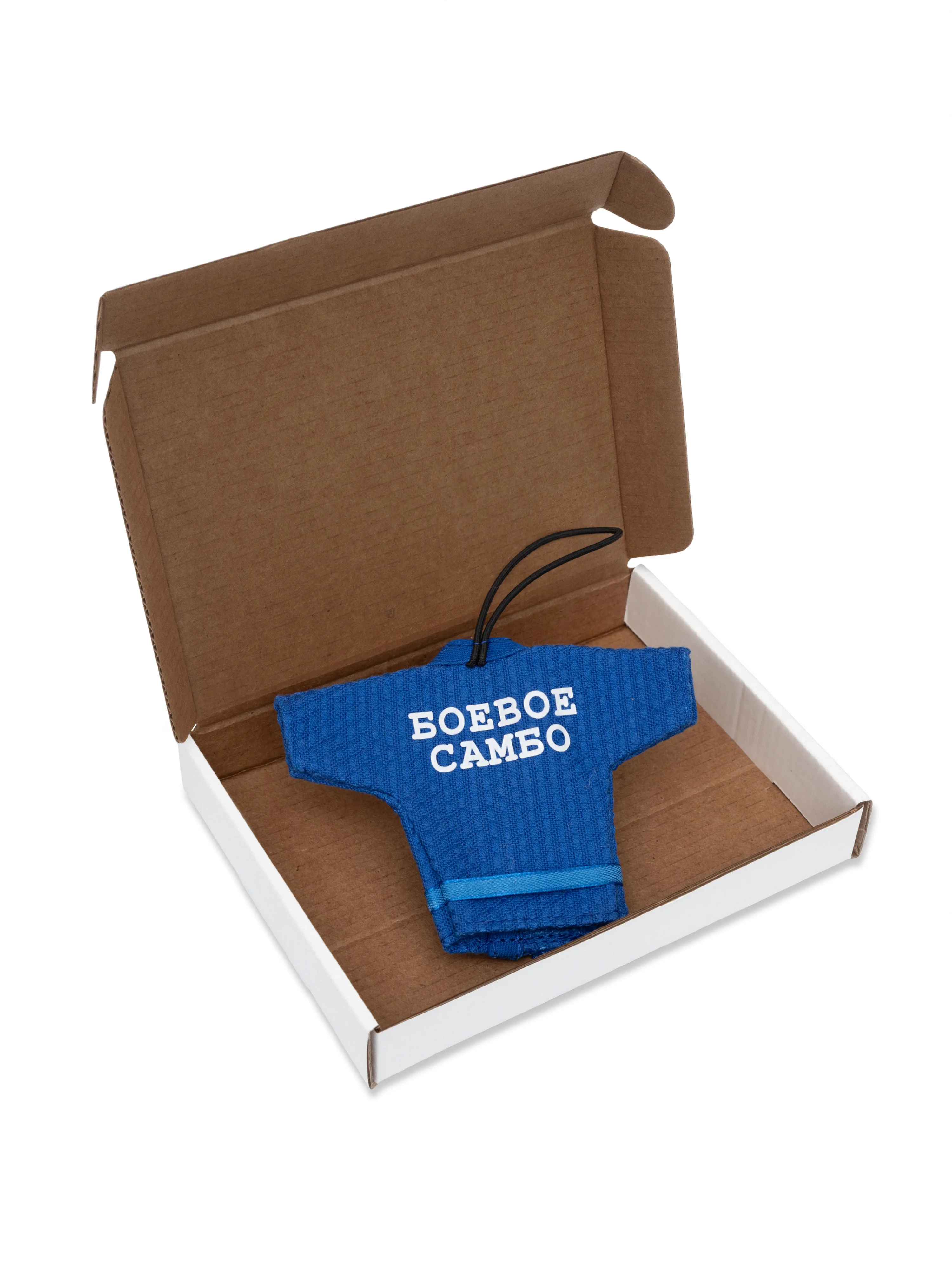 Синяя сувенирная курточка «БОЕВОЕ САМБО» в упаковке: идеальная копия борцовской формы для подарка коллеге или тренеру