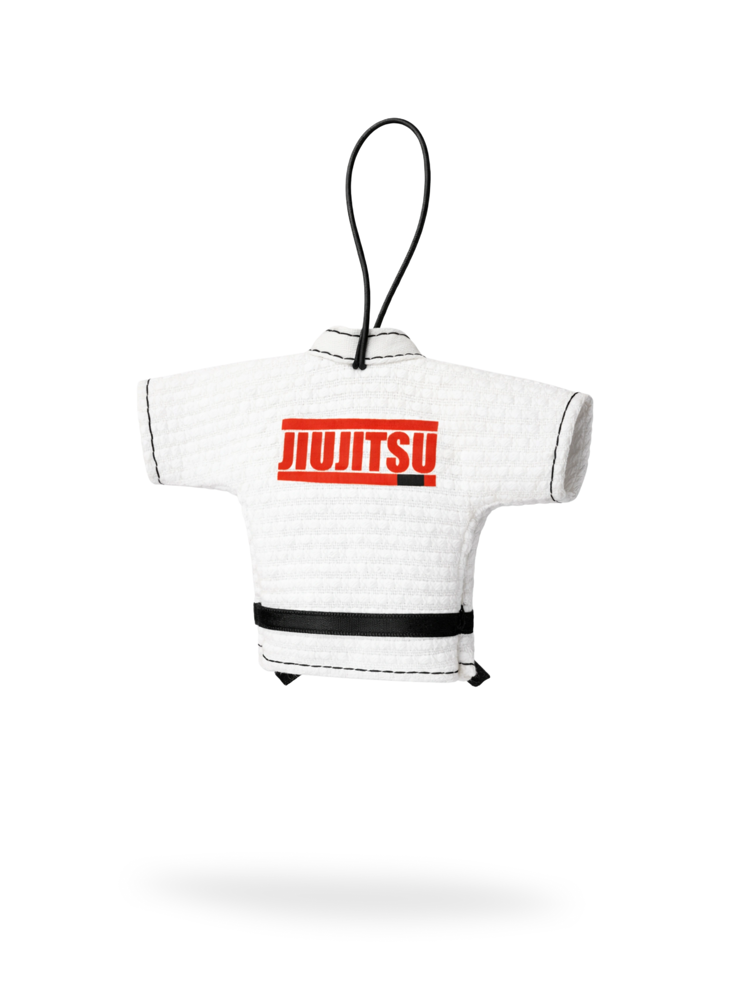 Белая мини-курточка джиу-джитсу с красным принтом JIUJITSU — контрастный сувенир в автомобиль