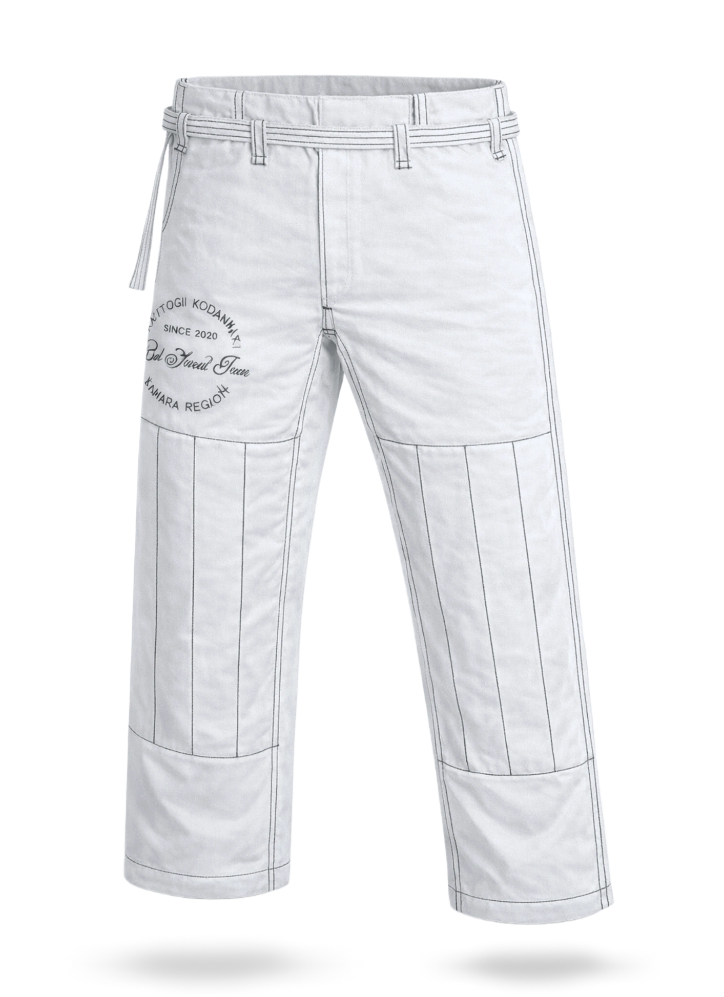 Штаны для джиу-джитсу бело-черные, профессиональный крой для свободы движений и надежной фиксации