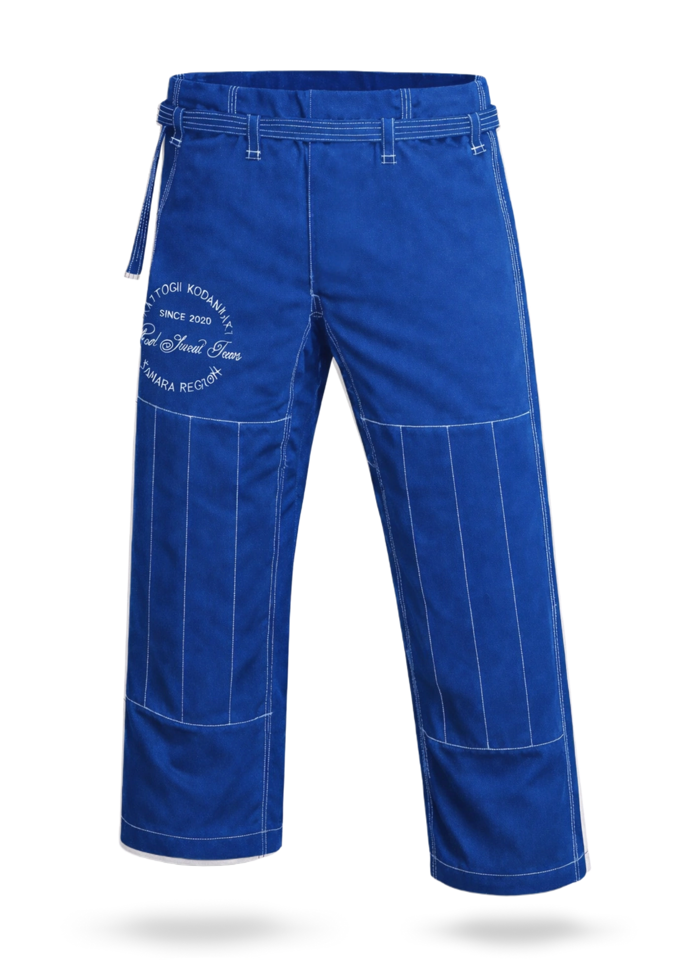 Профессиональные штаны для джиу-джитсу сине-белые, плотность ткани 350 г/м², обеспечивают свободу движений и прочность в партере