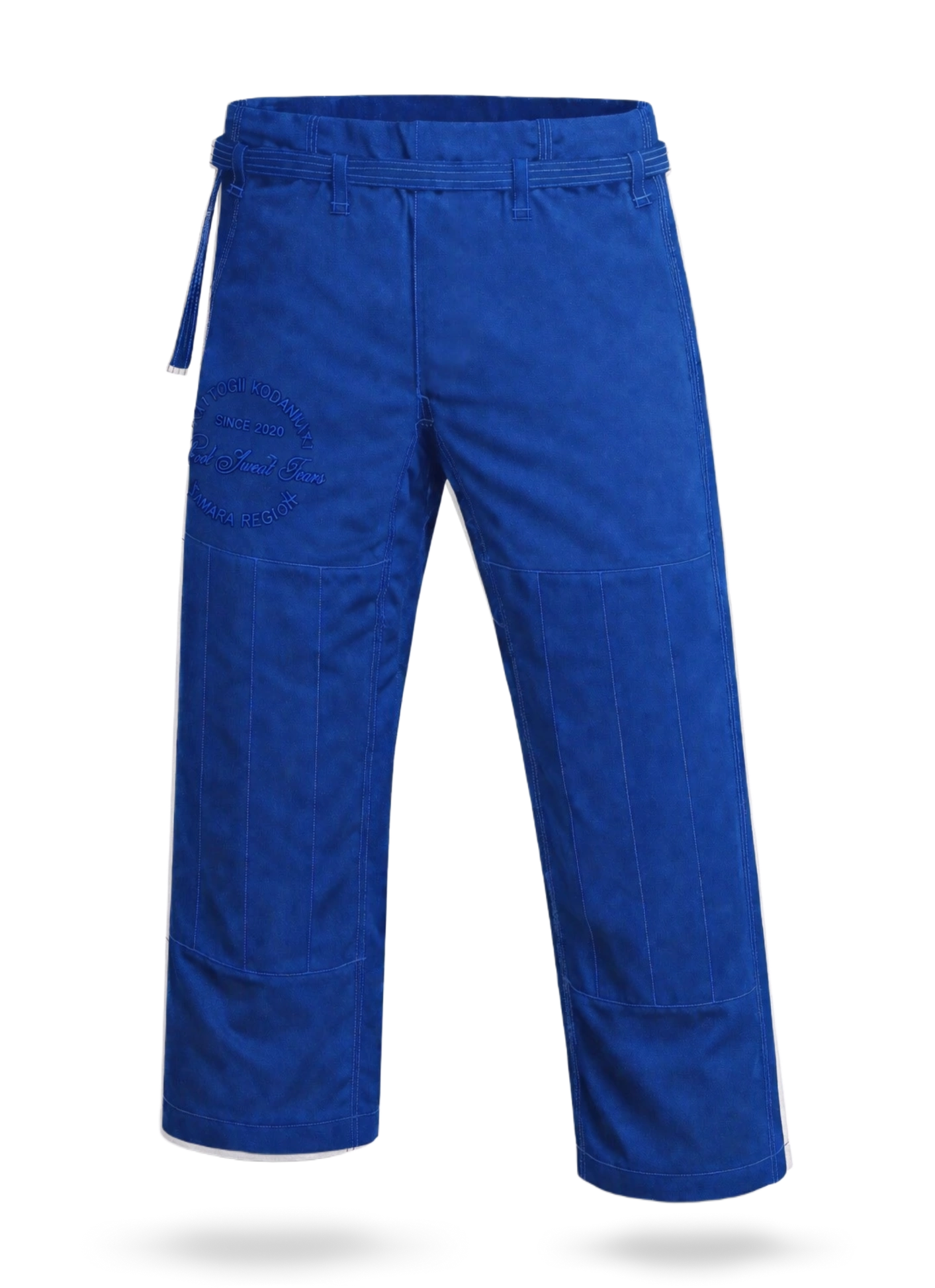 Классические синие штаны БЖЖ KAITOGI из 100% натурального хлопка, усиленные швы и надежная фиксация для интенсивных тренировок