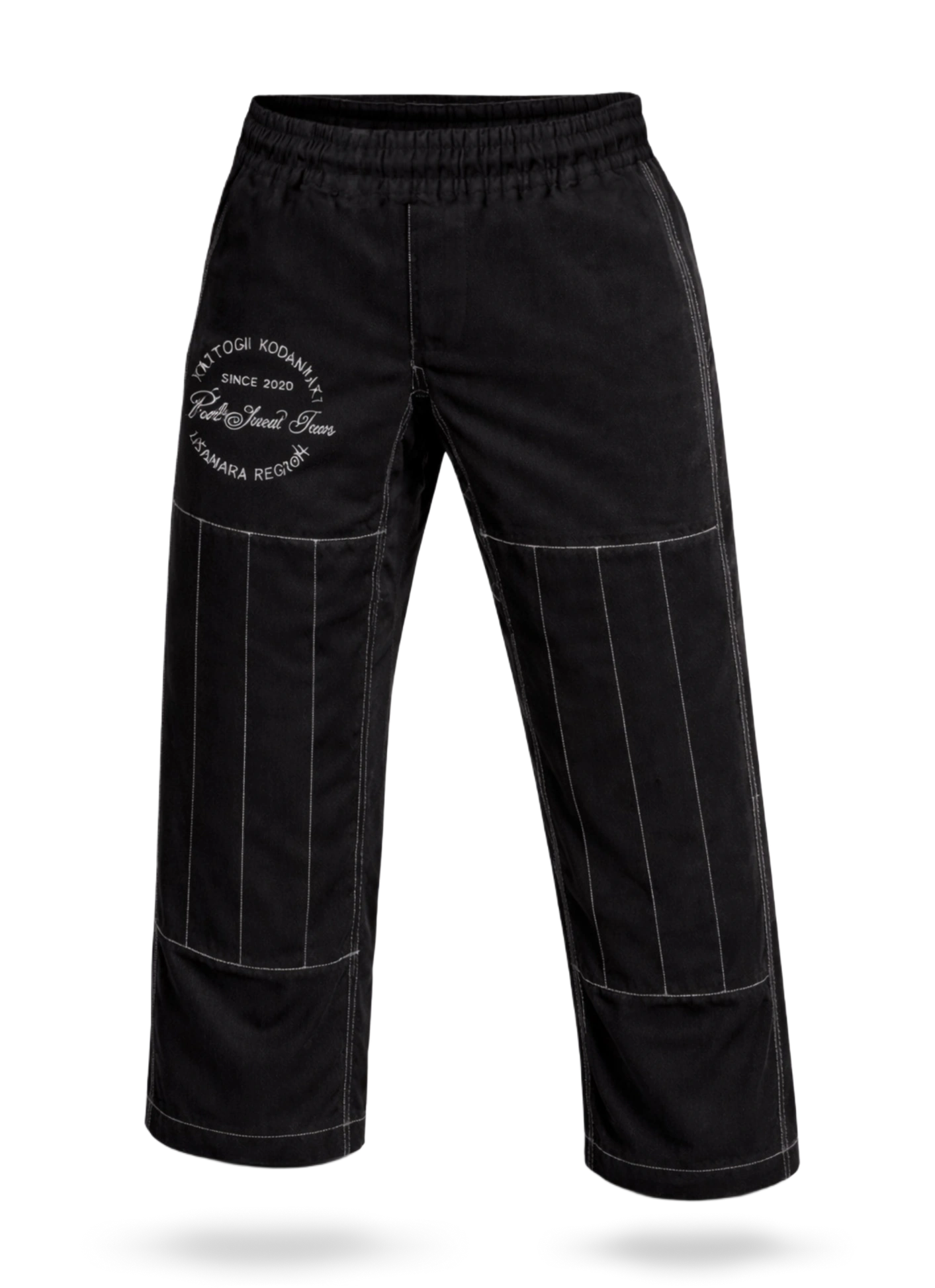 Профессиональные штаны для джиу-джитсу черно-белые на резинке, модель B2 из плотной саржи, сделано в России