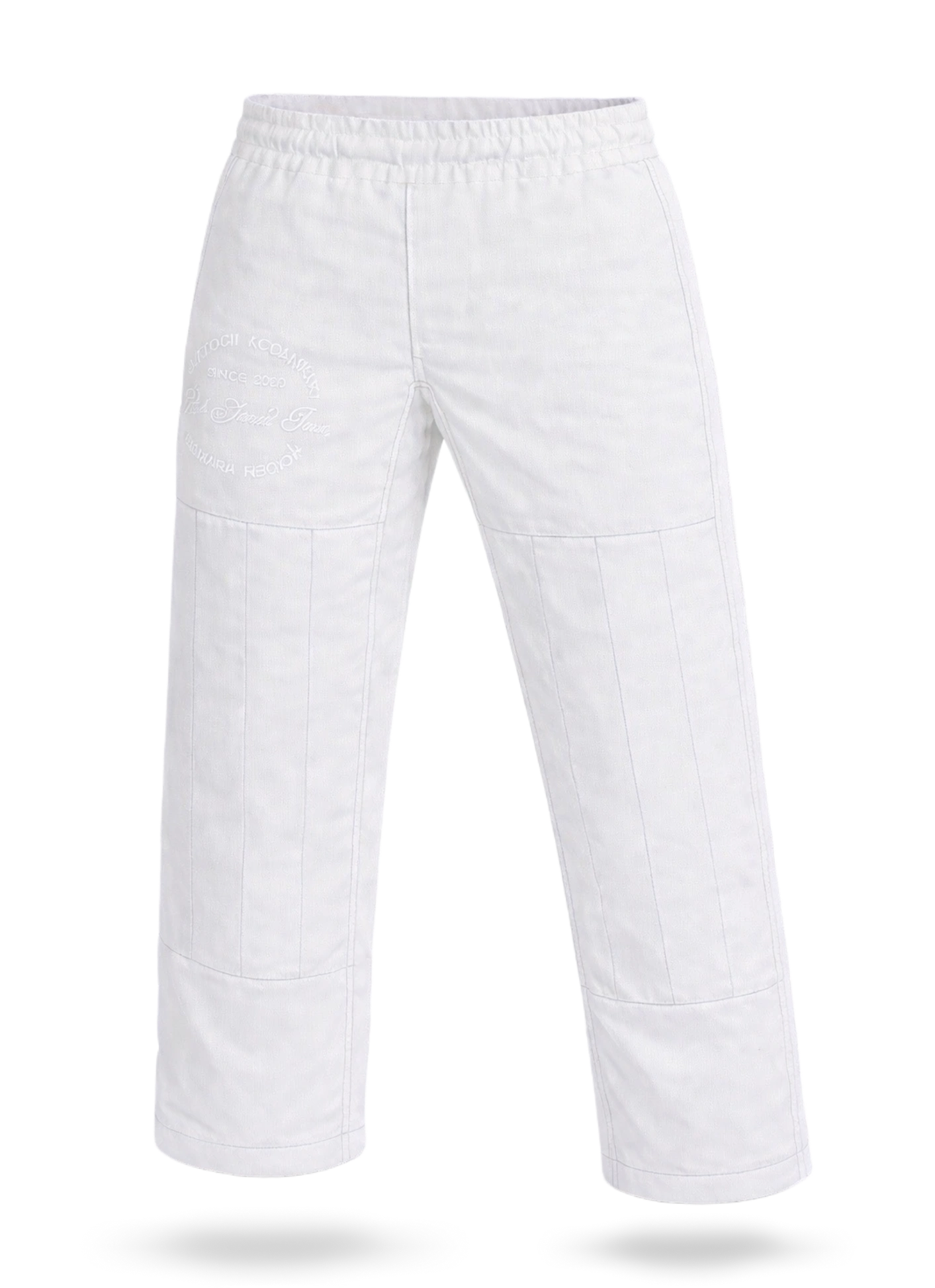 Классические белые штаны для БЖЖ (джиу-джитсу) на резинке, усиленные колени и качественные швы от производителя