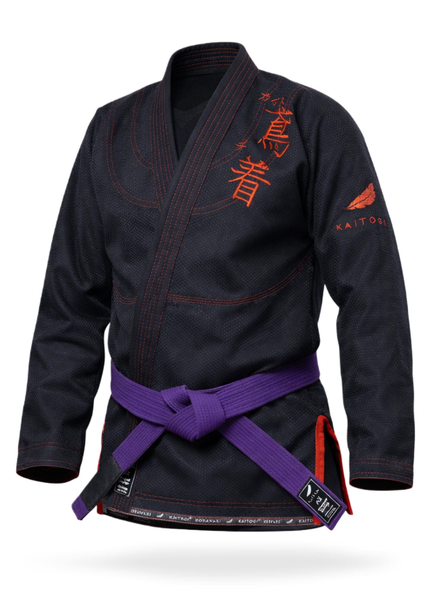 Черная куртка БЖЖ KAITOGI с красным дизайном, плетёная ткань 550 г/м².