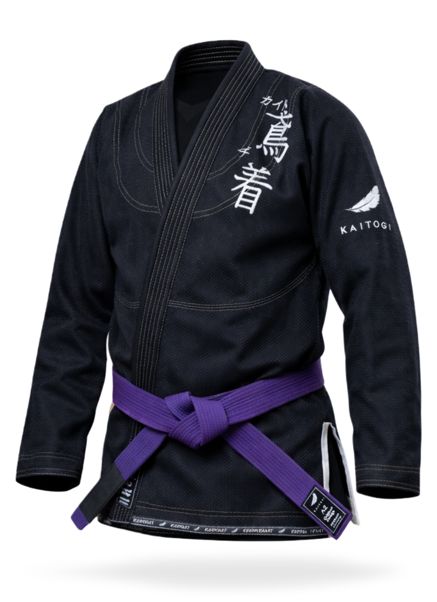 Черное ги для джиу-джитсу с белыми логотипами, 100% натуральный хлопок
